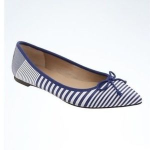 Banana Republic Pointy Flats Blue White Stripe EUC
